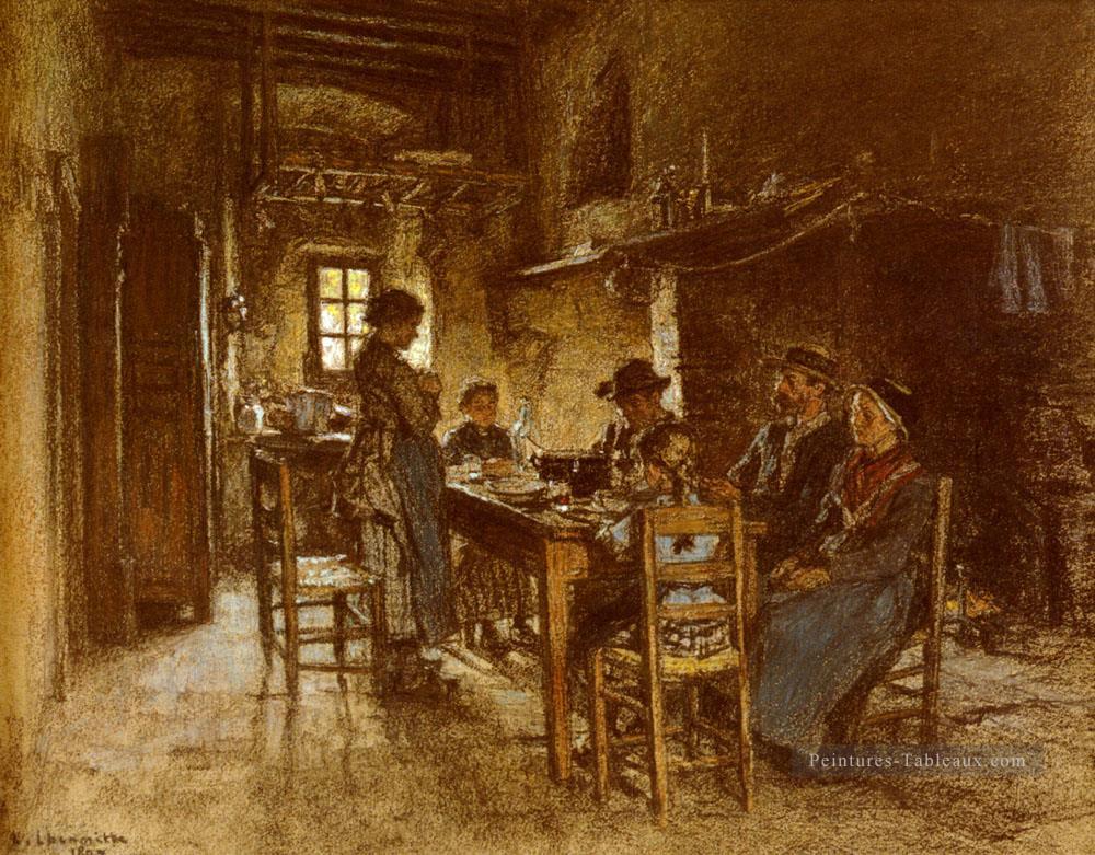 Le Bénédicite AU Chaussin Pres De Vichy scènes rurales paysan Léon Augustin Lhermitte Peintures à l'huile